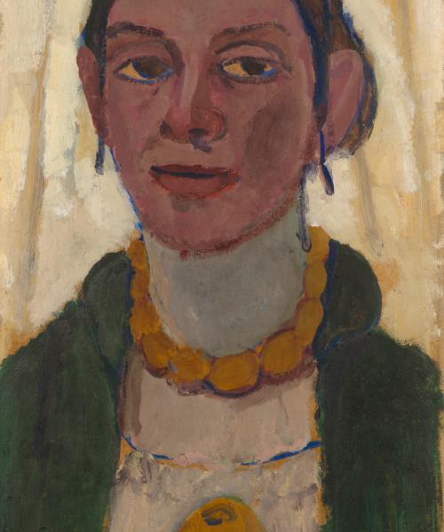 Porträt einer Frau, die den Betrachter ansieht und eine Zitrone in der Hand hält.